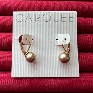 Carolee Gold-Tone Faux Pearl Drop Leverback Earrings
